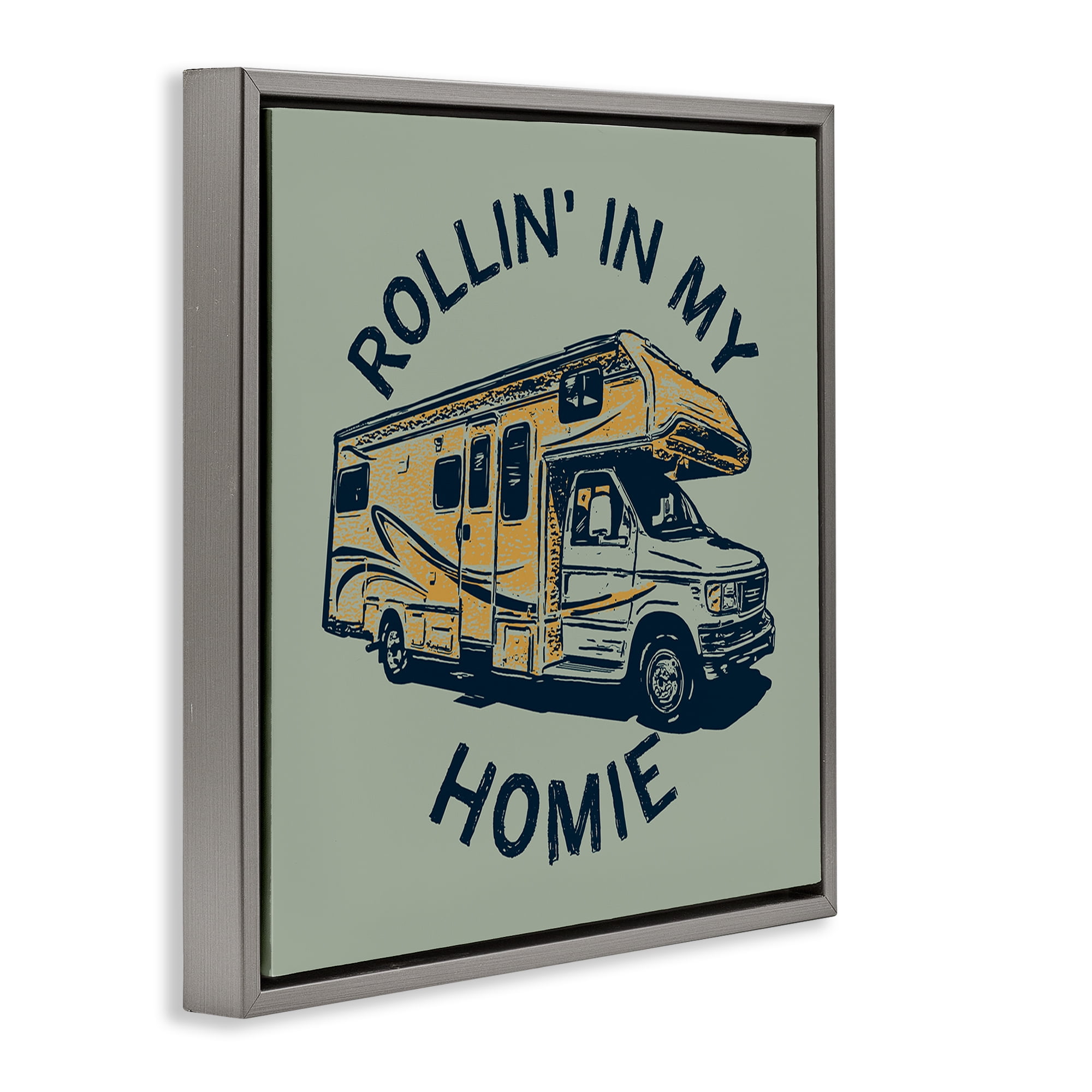 Stupell Industries Rollin' In My Homie Transportation Painting Gray Floater Framed Art Print Wall Art, 18 x 18