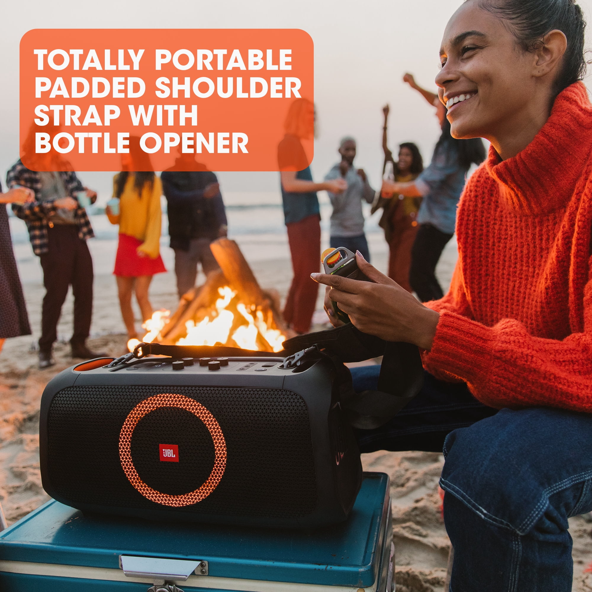 JBL PartyBox On-The-Go - Portable party speaker with built-in lights and wireless mic - Black