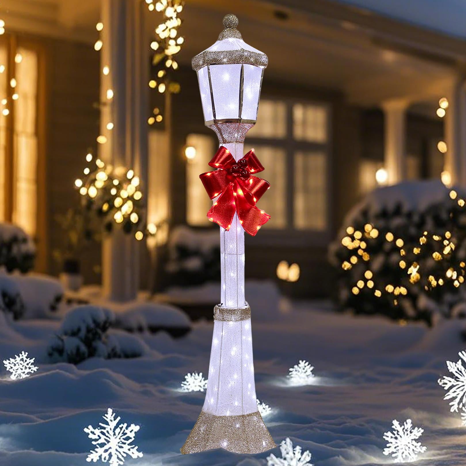 Starfree 60-inch Outdoor Christmas Yard Decoration Outdoor Lighted Lamppost Christmas Street Lamp Holiday Decoration LED Lamp Post for Lawn