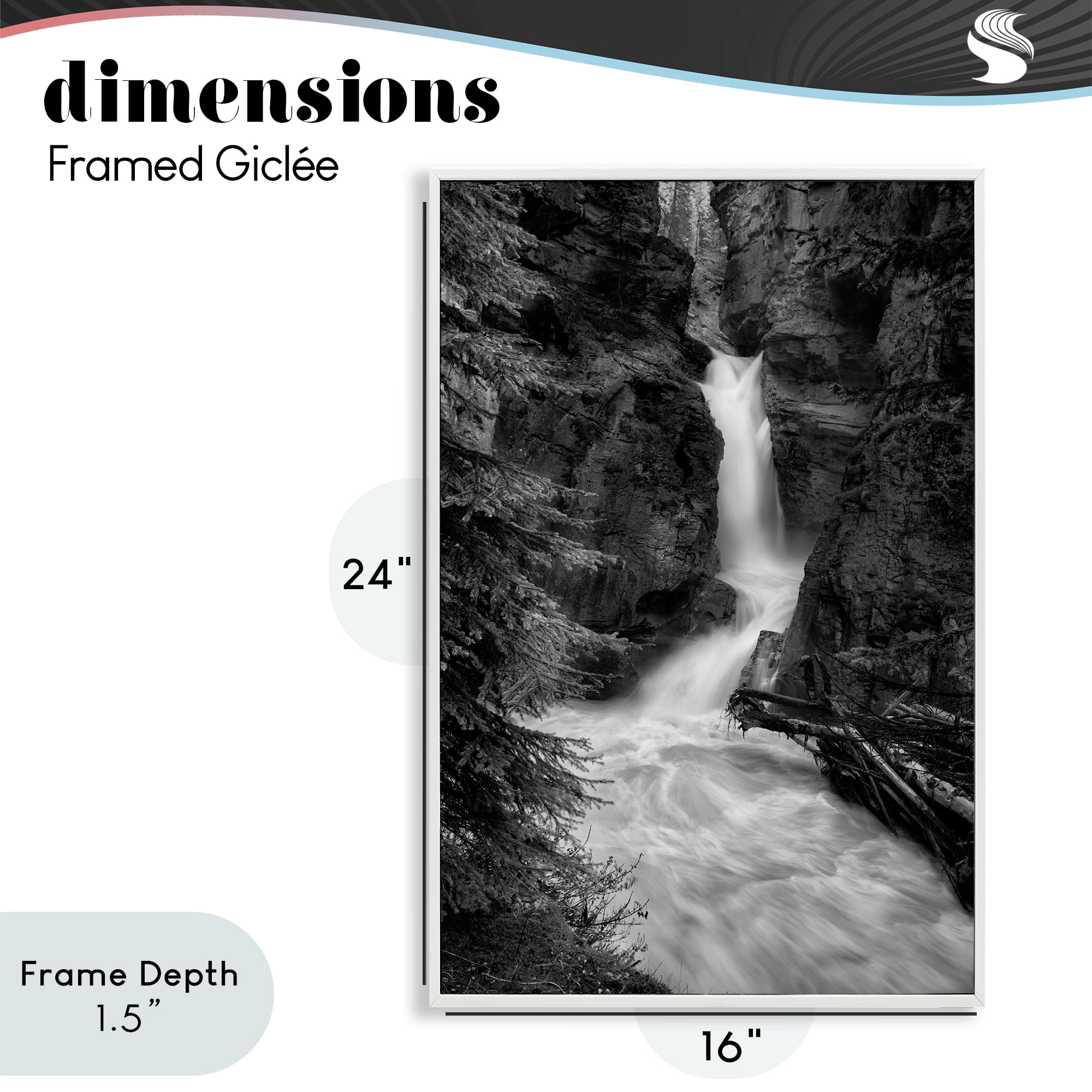 Stupell Industries Banff National Park Waterfall White Framed Giclee Art, design by Jon Evan