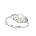 thumbnail image 4 of Freshwater Simulated Pearl Seashell Cutout Ring .925 Sterling Silver Band Jewelry Female Male Size 9, 4 of 4