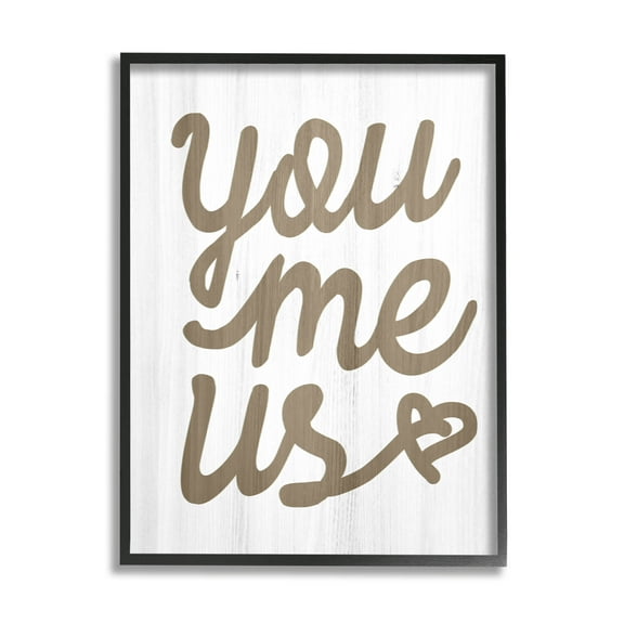 Stupell Industries You Me Us Heart Phrase Graphic Art Black Framed Art Print Wall Art, Design by Lil' Rue