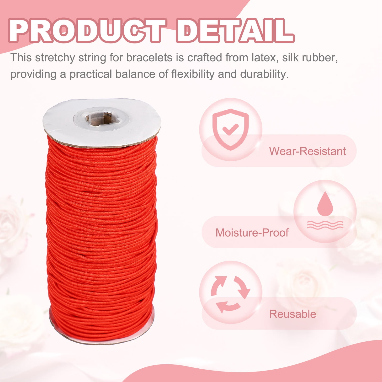 Uxcell Stretchy String for Bracelets, Elastic Crystal Thread Stretch Elastic Beading Cord 2mm & Red-Fitting For(Bracelets/Sewing/Beading/Necklace/Jewelry Making/Crafts DIY)