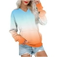 thumbnail image 2 of Craaazy Women's Sweatshirts Tie Dye Gradient Long Sleeve V Neck Shirts Fall Winter Tops with Pockets Casual Pullover Sweatshirt Gifts For Women, 2 of 5