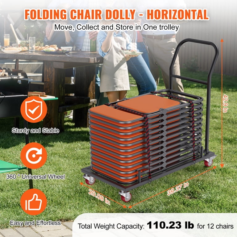 Folding Chair Rack Folding Chair Cart Folding Chair Storage Dolly With Wheels And Holder For 84 Chairs Or 12 Tables Of 800 LBS Capacity Includes Weatherproof Cover For Sale | Las Vegas, NV | Nellis Auction