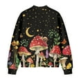 thumbnail image 5 of COEQINE Women's Bomber Jacket Zip Up Varsity Jackets with Pockets, Casual Fashion Motorcycle Coats Cropped Tops Stand Collar Outerwear Windbreaker, X-Large, Mushroom Snail Floral Starry, 5 of 7