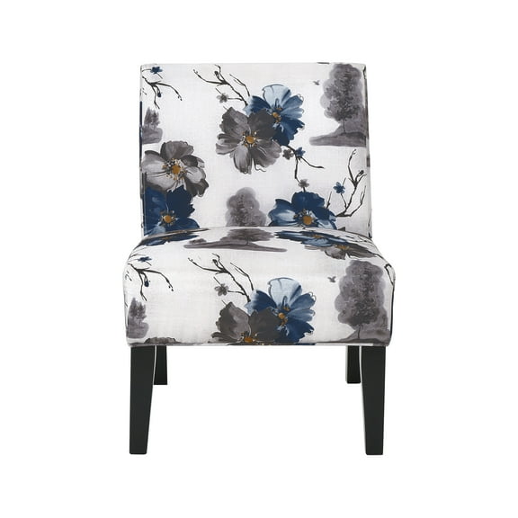 GDF Studio Abner Contemporary Slipper Accent Chair, Floral Print Fabric and Matte Black