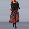thumbnail image 1 of CHUANK Robe Jupe Femme Jeune Adulte Mode Positionnement Imprimée Manches Longues Longue avec Poches, 1 of 5