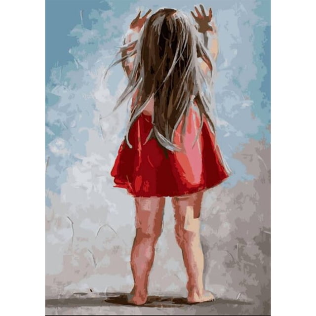 Diamond Painting (DB0672) 5D Kit DIY Girl in Dress Square (NH538) 50x70cm Rojo Hugtrwg Para estrenar
