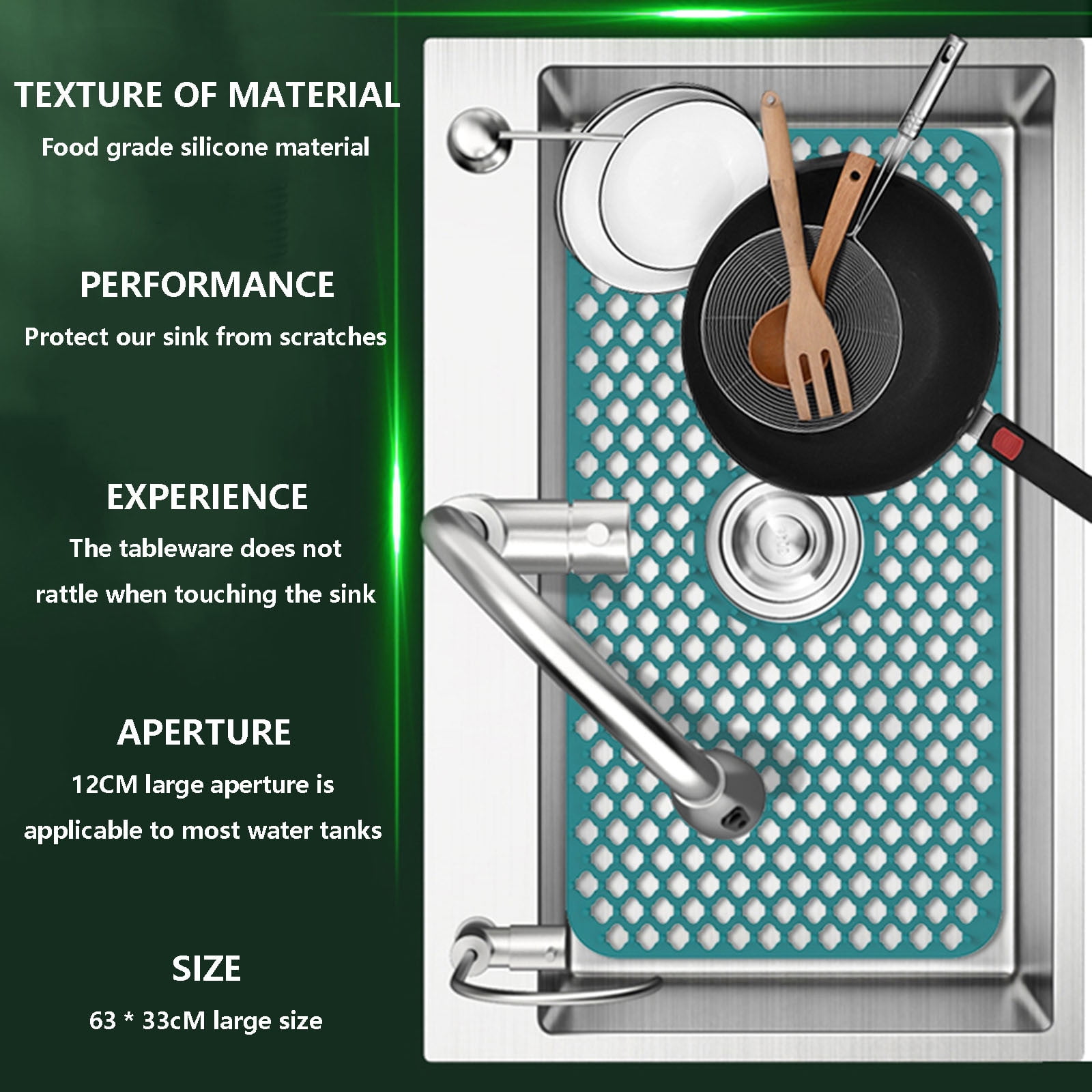 Silicone Sink Mat Rear Kitchen Sink Protector Accessory Folding Non-slip Sink Mats For Bottom Of Stainless Steel Porcelain Sink