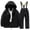 F-242Black, variant on ZHOGXU Big Girls Boys Outfit Long Sleeve Zipper Plush Hooded Coats And Suspenders Pants Windproof Thickened Warm Snowsuit Sets For Outdoor Activities Black 14-16 Years