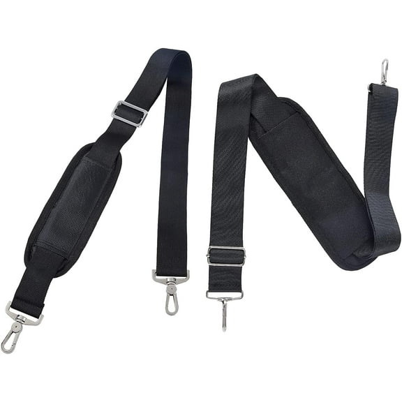 2 Sizes Duffel Bag Strap with Pad Black Universal Adjustable Shoulder Strap Belt Replacement Luggage Strap Computer Bag Strap with Metal Hooks