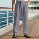 thumbnail image 4 of Pantalones de hombre de longitud completa, lisos, informales, con bolsillos, tipo recto, con botones en la cintura, para el tiempo libre y el trabajo, de poliéster., 4 of 9
