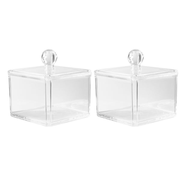 2 joyeros cuadrados, exquisitos estuches para maquillaje, bastoncillos de algodón, contenedor de acrílico versátil (como se muestra)