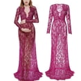 thumbnail image 2 of Versatile Maternity Long Sleeve V Neck Sheer Lace Dress Bodycon Fit Trailing Train for Various Formal Activity, 2 of 9