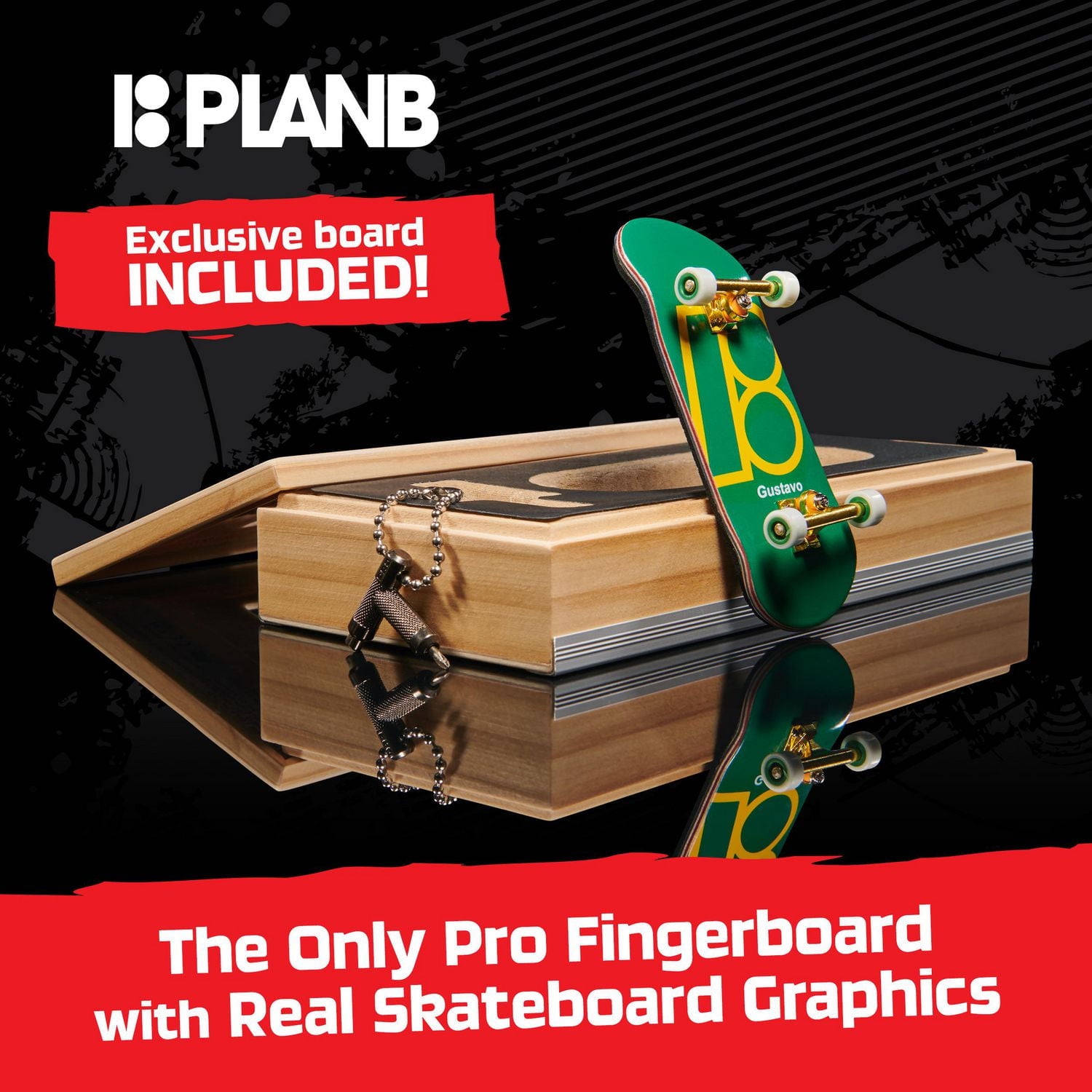 Tech Deck, Plan B Pro Series Finger Board with Storage Display, Built for Pros; Authentic Mini Skateboards, Kids Toys for Ages 6 and up