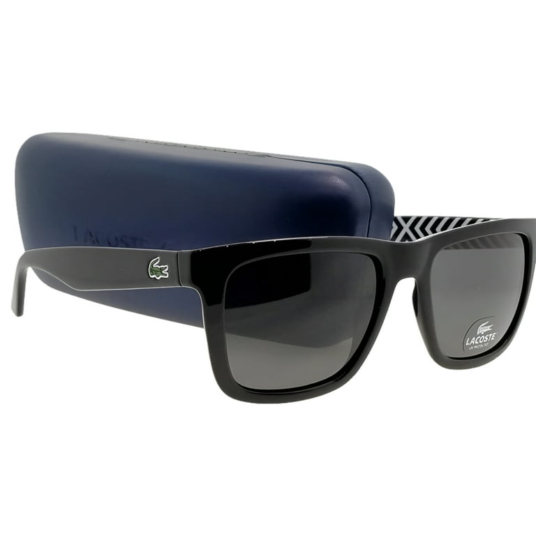 Lacoste Men's Black Soft Square Sunglasses w/ Striped Temple Print