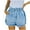 Blue, variant on Womens Jean Shorts Elastic Waist Shining Button Ruffle Denim Shorts for Women