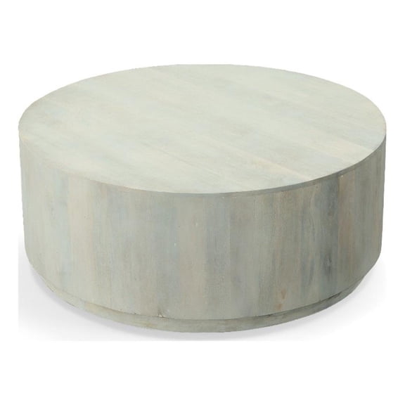 Carolina Classics Tamia 42" Round Wood Coffee Table in Distressed White