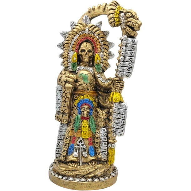 MORIN Imágenes | Figura decorativa | Santa Muerte Azteca 27CM (dorado)
