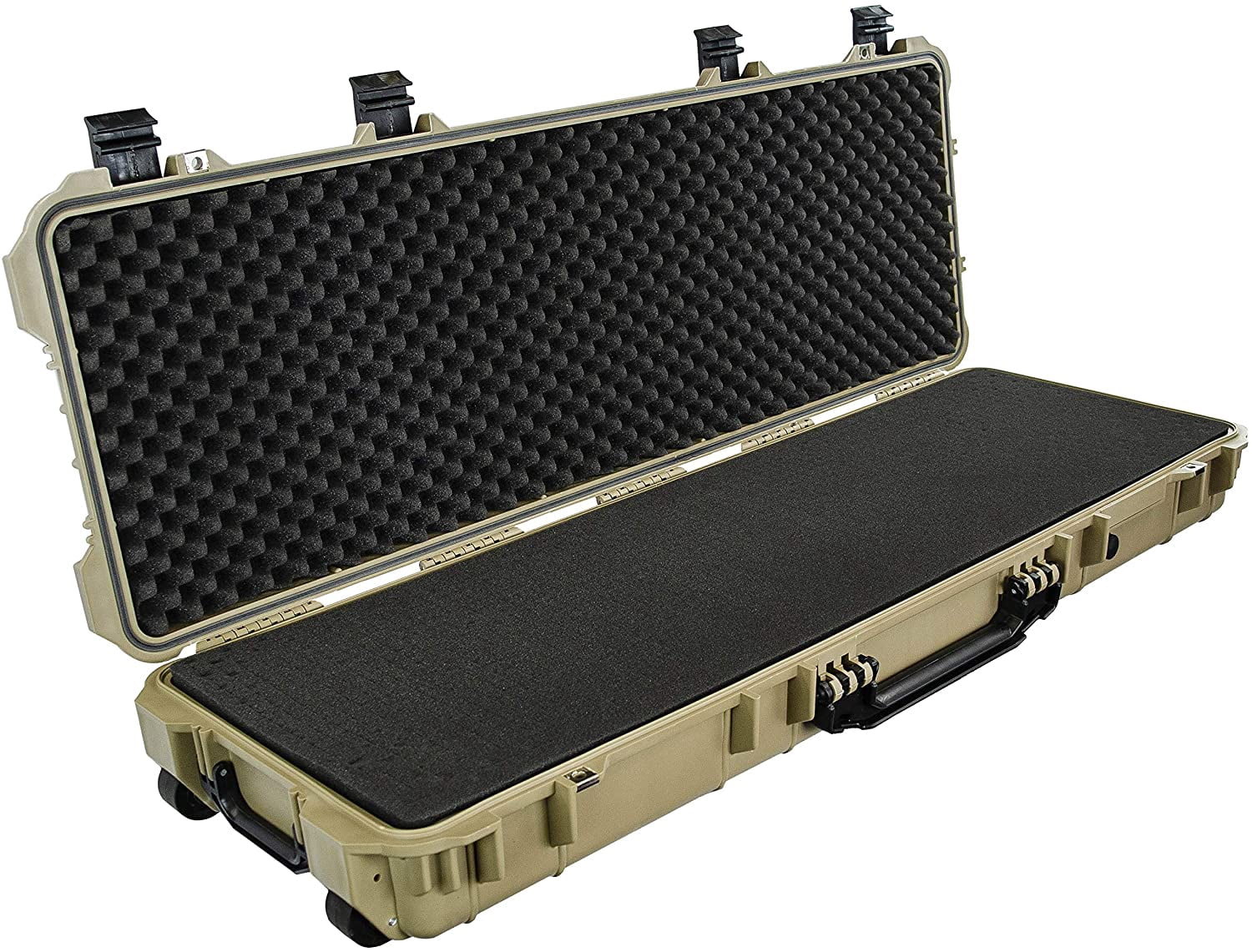 Eylar 48in Protective Roller Rifle Case Water and Shock Resistant w/ Foam, Tan,