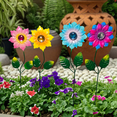 thumbnail image 2 of 4 Pack Flower Garden Stakes Outdoor Decor Metal  Yard Art, Weather Proof Flower Stakes for Yard Porch Lawn Pathway Pot Decorations(Multi-Color), 2 of 5