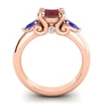 thumbnail image 4 of Diamond-Capitals 2.50 Carat Unique Round Cut Red Ruby & Blue Sapphire Gemstone Three Stone Bridal Ring for Women Solid 14K Rose Gold Size 5, 4 of 8