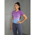 thumbnail image 3 of Charmo Workout Tops for Women Short Sleeve Seamless Gym Shirts Gradient Yoga Top Slim Fit, 3 of 5