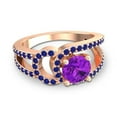 thumbnail image 3 of 2.50 Ct Round Cut Amethyst & Blue Sapphire Gemstone Elegant Bridal Ring for Ladies Solid 14K Rose Gold Size 10 by Diamond-Capitals, 3 of 8