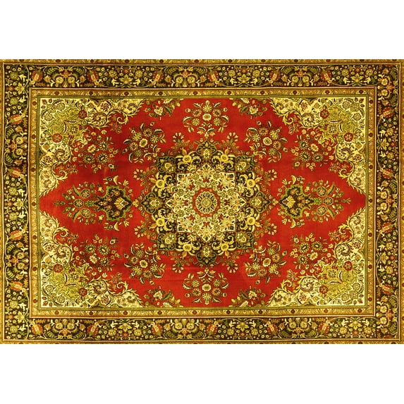 Ahgly Company Indoor Rectangle Persian Yellow Traditional Area Rugs, 4' x 6'
