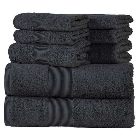 Ensemble de 8 serviettes en coton 100% zéro torsion 600 GSM Camelot, hautement absorbant | 2 serviettes de bain, 2 essuie-mains et 4 débarbouillettes