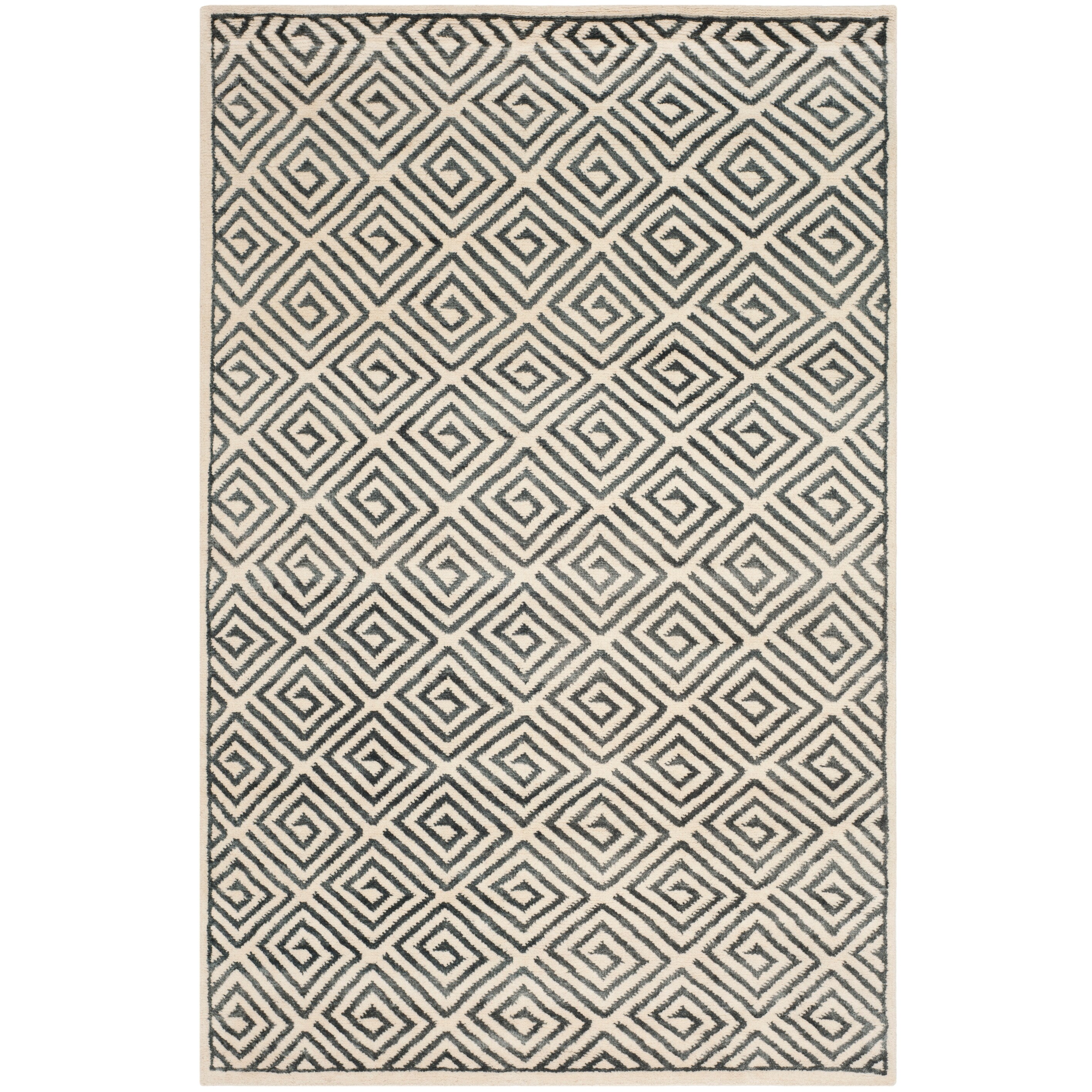 SAFAVIEH Mosaic Jonathan Geometric Square Wool Area Rug, Ivory/Grey, 5' x 8' - image 2 of 5