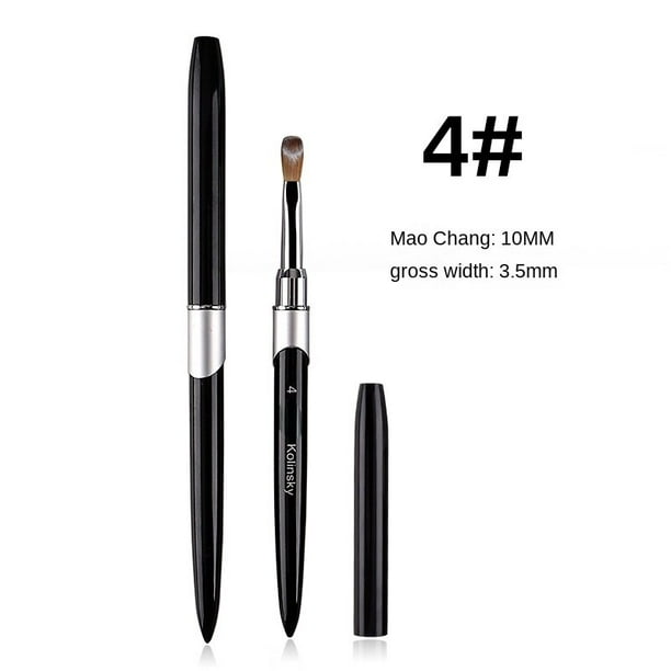 Pincel acrílico Kolinsky para uñas, pluma de tallado de Gel UV, polvo líquido, pinceles para dibujo de uñas, 1 unidad