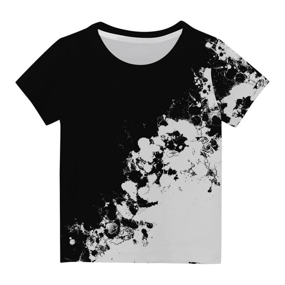 WRKEKC Girls T-Shirts, Summer Tops for Girls, Girls' and Boys' Summer Casual Comfortable Heart Print Round Neck Short Sleeve Soft T-Shirts