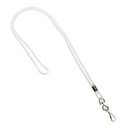 25 Pack - Premium Round ID Badge Neck Lanyards for Card Holders and Name Tags - 36 in Non-Breakaway Heavy Duty Cord & Secure Metal Swivel J Hook Clip by Specialist ID (White)