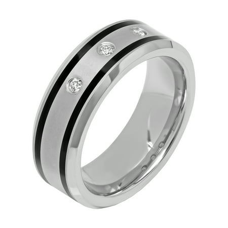Men's Tungsten and Black Resin 8MM Diamond Accent Wedding Band - Mens ...