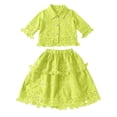 thumbnail image 4 of Gunia Toddler Girls Summer Outfits Lace Short Sleeve Top With Flowy Skirt Two Piece Matching Toddler Kids Casual Party Wear Clothes Set 2-7 Years, 4 of 4
