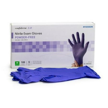 

McKesson #14-6N34EC Nitrile Exam Gloves Powder-Free Medium Box of 100 Gloves