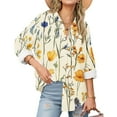 thumbnail image 2 of Ruimatai Womens Button Down Shirts Long Sleeve Collared Floral Print Plus Size Shirt Dressy Casual Business Work Blouses Tops, 2 of 5