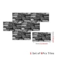 thumbnail image 2 of 6 Pcs Waterproof Gray Tiles Stickers Wall Decals 11.8'' x 5.9'' Self Adhesive Mosaic Brick Pattern Peel and Stick Backsplash, 2 of 7