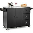 thumbnail image 1 of Costway Îlot de Cuisine Armoire de Rangement 2 Portes Dessus en Acier Inoxydable avec Tiroirs, 1 of 10