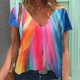 thumbnail image 2 of Tops de talla grande para mujer, con estampado de corazones, a rayas, con cuello en V, manga corta, blusas a la moda, Tops con manga casquillo Pompotops  hkajfhjk464165, 2 of 6