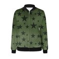 thumbnail image 5 of VINUSLI Bomber Jacket Women 2025 Causal Stars Print Zip Up Coats Long Sleeve Stand Collar Fall Jackets Lightweight Outerwear Tops Army Green,M, 5 of 6
