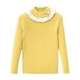 thumbnail image 2 of WRKEKC Girls Ruffled Collar Knit Sweater Flower Decoration Solid Color Long Sleeve Soft Warm Pullover for 3-7 Years Toddlers Fall Winter, 2 of 3
