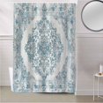 thumbnail image 5 of Fabric Shower Curtain, Vintage Abstract Ethnic Style N Flowers Blue Shower Curtains with 12 Hooks Waterproof Machine Washable Bath Curtains for Bathroom, 54 x 78in, 5 of 6