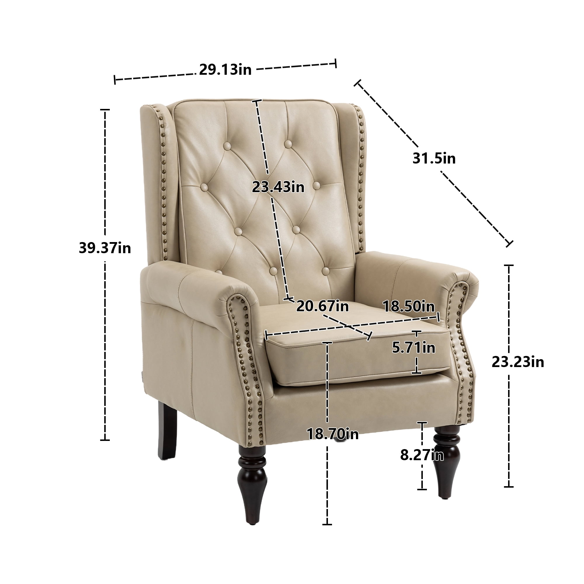 Miniyam PU Leather Armchair with Wood Frame, Modern Accent Chair Lounge Chair with Sturdy Wood Legs, for Living Room Bedroom,Camel