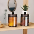 thumbnail image 5 of Glass Qtip Holder, Apothecary Jars with Bronze Metal Lid & Stickers-Bathroom Qtip Dispenser Storage Organizer Set,Vanity Counter Canister for Cotton Swabs,Round Floss(2 Pack), 5 of 7