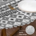 thumbnail image 3 of Grey White Boho Round Tablecloth, Fitted Table Cover with Elastic for 36"-44" Round Tables, Vintage Ethnic Tribe Abstract Art Table Cloth Outdoor Indoor Dinning Party Waterproof Tablecloths, 3 of 7