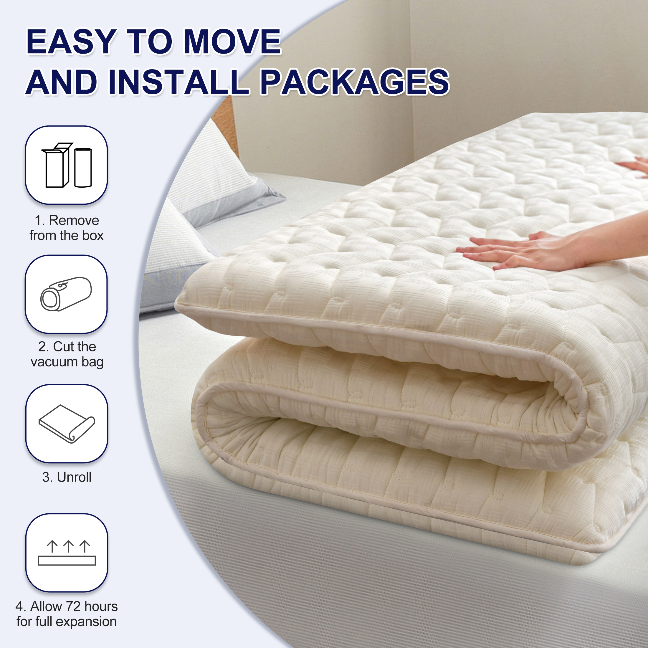 Premium Foam Mattress Topper -Extra Thick Modern Topper, Breathable & Hypoallergenic, Medium Firmness, Back Pain Relief & Comfort Support, Twin (75"x39")