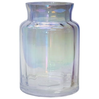Small Glass Carafe With Stopper Iridescent Yellow 5.5